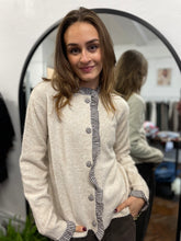 Load image into Gallery viewer, Nadia Checked Trim Cardigan Taupe
