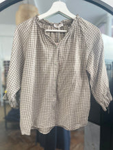 Load image into Gallery viewer, Valentina Checked Voile 3/4 Sleeve Taupe
