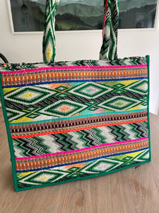 Ziggy Cotton Beaded Bag Green