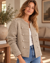 Load image into Gallery viewer, Maeve Knitted Military Jacket Mocha
