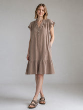 Load image into Gallery viewer, Soraya Cheesecloth Swing Dress Mocha
