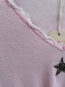 Astra Glitter Star T-Shirt Pale Pink