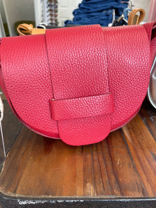 Poppy Leather Tab Bag Red