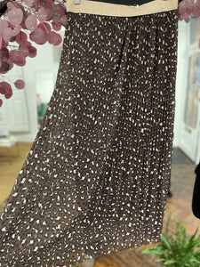 Peggy Pleated Leopard Skirt Brown