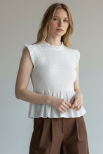 Load image into Gallery viewer, Sofia Shirred Top White
