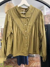 Load image into Gallery viewer, Gayle Long Sleeve Lace Insert Blouse Olive
