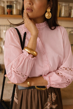 Load image into Gallery viewer, Aurora Lace Insert Blouse Pink
