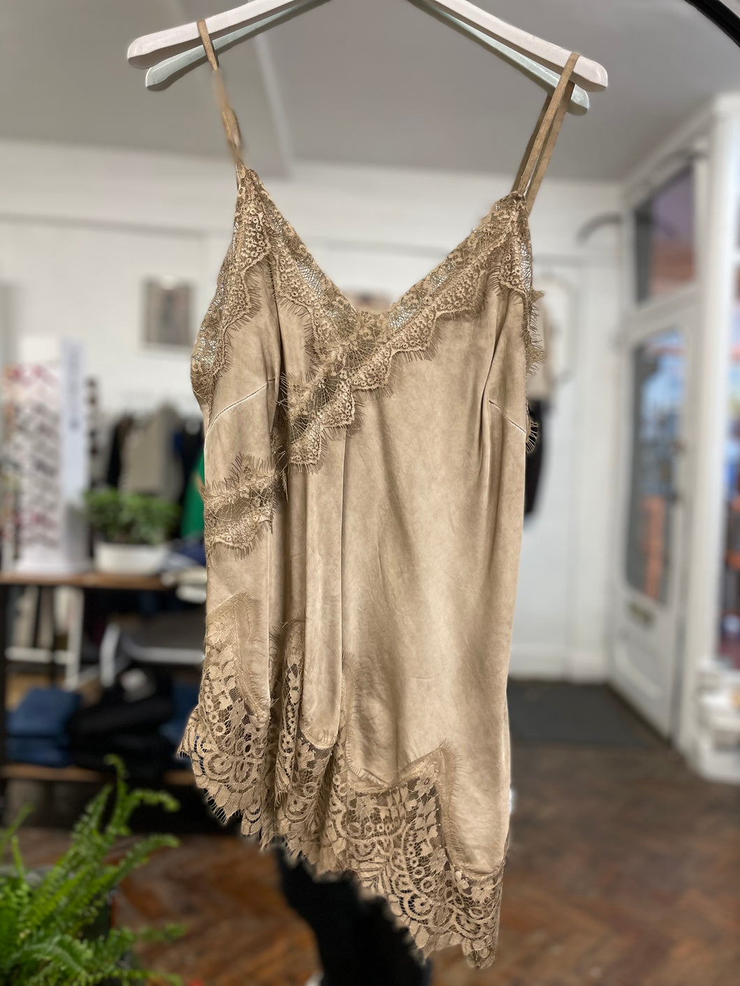 Amy Asymmetrical Lace Cami Champagne