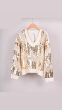 Load image into Gallery viewer, Serena Sequin V Neck Jumper Cream
