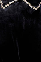 Load image into Gallery viewer, Black Long Sleeve Velvet Tunic With Diamante Collar - Black
