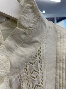 Lena Pintuck & Lace Blouse Cream