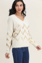 Load image into Gallery viewer, Metallic Zig Zag Jumper Cream/Gold
