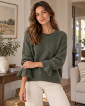 Load image into Gallery viewer, Orla Alpaca Frill Cuff Jumper Moss
