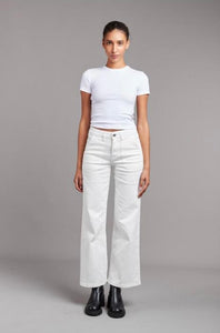 Gloria Patch Pocket Stretch Wide Leg White