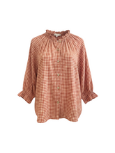 Load image into Gallery viewer, Valentina Checked Voile 3/4 Sleeve Terracota
