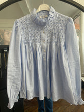 Load image into Gallery viewer, Blue Striped Smocking Blouse
