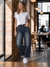 Load image into Gallery viewer, Brielle Stretch Barrel Leg Jean Antique Indigo
