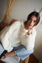 Load image into Gallery viewer, Esme Frill Collar Textured Knit Cream

