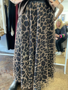 Smudge Tulle Skirt Leopard