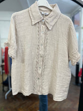 Load image into Gallery viewer, Sara Short Sleeve Linen Collared Shirt Stone
