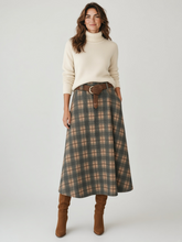 Load image into Gallery viewer, Checked Jersey Skirt Moss/Brown
