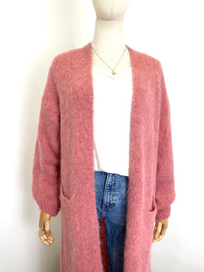 Orla Long Open Cardigan Rose