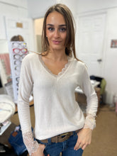 Load image into Gallery viewer, Elara Lace Trim V Neck Beige
