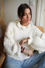 Load image into Gallery viewer, Esme Frill Collar Textured Knit Cream
