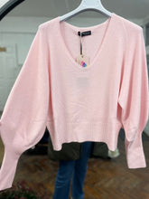 Load image into Gallery viewer, Poppy Balloon Sleeve V Neck Jumper Pale Pink
