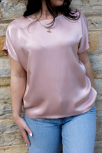 Load image into Gallery viewer, Satin Boxy T-shirt Top Soft Pink
