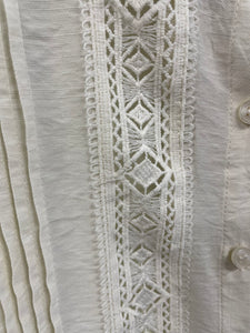 Lena Pintuck & Lace Blouse Cream