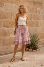 Load image into Gallery viewer, Anna Knee Length Woodblock Print Gypsy Skirt
