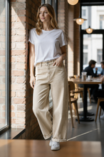 Load image into Gallery viewer, Brielle Stretch Barrel Leg Trouser Dark Sand

