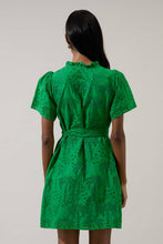 Load image into Gallery viewer, Ema Shift Mini Dress Palms Eyelet: Green

