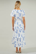 Load image into Gallery viewer, Bestia Floral Palmer Poplin Tiered Maxi Dress Cream/Blue
