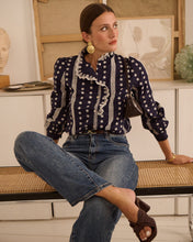 Load image into Gallery viewer, Ivoan Embroidered Blouse Navy
