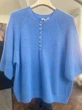 Load image into Gallery viewer, Diamonte Button Alpaca Jumper Cornflower
