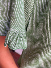 Load image into Gallery viewer, Valencia Stripe Voile Short Sleeve Green Blouse
