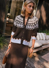 Load image into Gallery viewer, Nordic Cardigan Chocolate &amp; Blue
