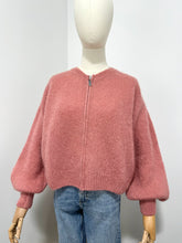 Load image into Gallery viewer, Mohair Zip Front Cardigan Old Rose
