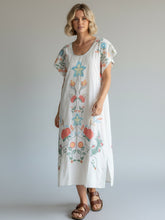 Load image into Gallery viewer, Elora Long Kaftan Dress Cream
