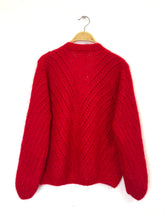 Load image into Gallery viewer, Claudia Open Knit Button Mohair Cardigan Red
