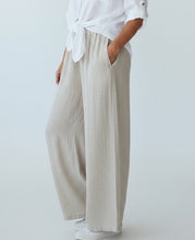 Load image into Gallery viewer, Teabag Washed Linen Wide Leg Trousers Beige
