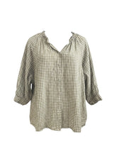 Load image into Gallery viewer, Valentina Checked Voile 3/4 Sleeve Olive
