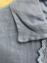 Load image into Gallery viewer, Sara Short Sleeve Linen Collared Shirt Cornflower
