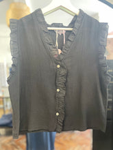 Load image into Gallery viewer, Washed Linen Frill Waistcoat Black
