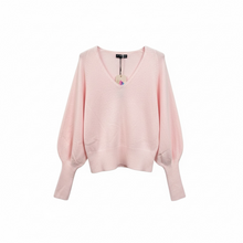 Load image into Gallery viewer, Poppy Balloon Sleeve V Neck Jumper Pale Pink
