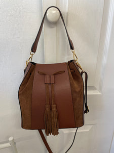 Suede & Leather Bucket Bag Tan