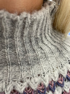 Fawn Funnel Neck Jumper Grey/Multi Stripe