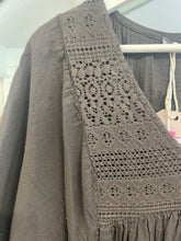 Load image into Gallery viewer, Hazel Lace Voile V Neck Dress Chocolate
